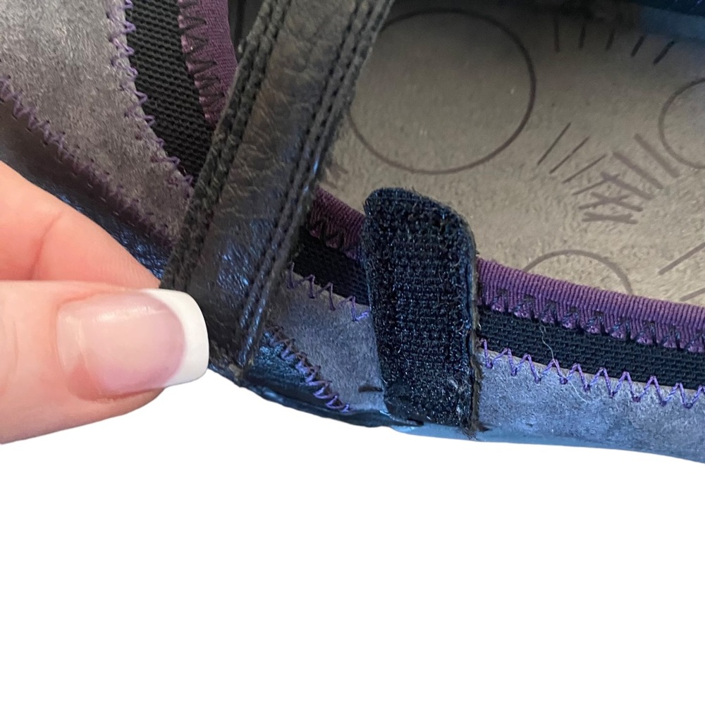 Hush Puppies Grey Suede, Purple and Black Leather Slip On with Velcro Strap 9.5 - Picture 10 of 13